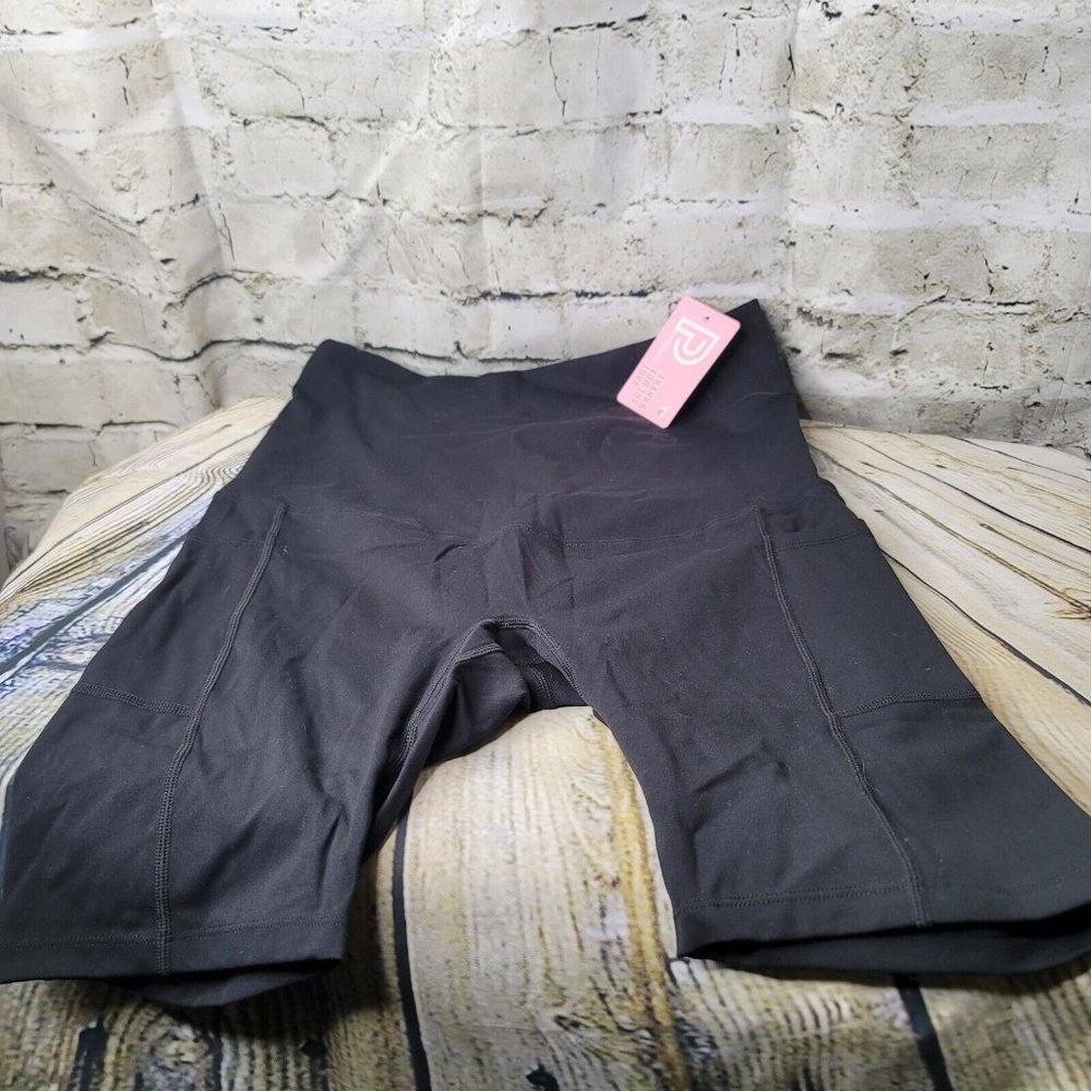 Poshdivah High Waisted Shaper Size S Black Longer Leg w Pocket Yoga Gym Wear